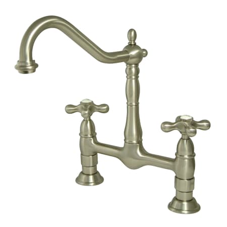 Kingston Brass KS1178AX Heritage Bridge Kitchen Faucet, Brushed Nickel KS1178AX